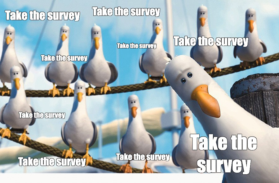 Birds telling you to take the survey